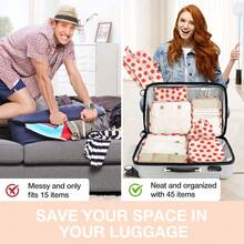 8pcs Travel Packing Cubes Set,Travel Portable Clothes Storage Bags, Compression Storage Shoe Bag, Clothing Underwear Bag, Luggage Packing Organizers,Pack Your Luggage With Ease ,Travel Essential Accessories - quả dâu - Xem 6