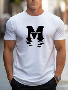 Men's Letter Print Regular Fit-Shirt - White - View 1