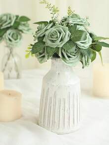 人造花 5/10/15/20/25/30 枝真实版仙女绿泡沫假玫瑰带茎，用于 DIY 婚礼花束新娘送礼会中心装饰鼠尾草绿花装饰家居装饰（OPP 袋包装不含盒子） - 彩色 - 查看 6