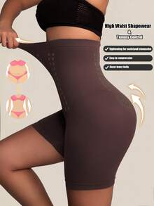 1件装高腰收腹塑身内裤束腰提臀短裤瘦身裤女士平腹提臀提臀内裤塑形裤 - 棕色 - 查看 9