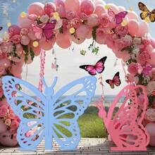 2 piezas Decoración de mariposa de silueta de alas, decoración de fondo, para fiesta de cumpleaños, fiesta de bebé, fiesta de boda - Multicolor - Ver 6