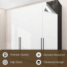 1 件欧式花卉图案印花黑色、银色、白色背景装饰贴纸，适用于家居装饰、橱柜、桌子、椅子、房间装饰、自粘墙纸 - 白色 - 查看 4