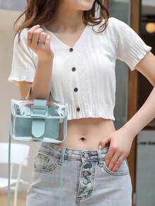 1/2 Pcs Women's Transparent Handbag, Transparent Purse, Crossbody Bag, Removable Shoulder Strap, Certified By The Sports Field Bag, With Buckle For Easy To Carry, Pvc Waterproof Material, Go Out For More Trips, Kind Of Shopping, Yen Fashionable And Versatile, The Best Choice For Travel, Vacation, Gift, A Variety Of Styles And Colors Can Be Selected - Multicolor - View 6