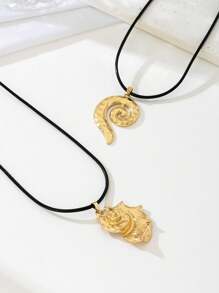 Colar de concha dupla camada com corrente de metal, 2 peças, moda praia e resort, perfeito para festas e presentes