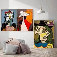 1 pieza/3 piezas Obra de arte de pared Pósteres con marco opcional Vintage Pop Arte del artista Pablo Picasso Arte clásico Impresión en lienzo Póster Estilo cubista Arte abstracto de personaje Pintura artística de pared Adecuado para decoración del hogar Sin marco/Con marco Lienzo Artístico - Multicolor - Ver 6