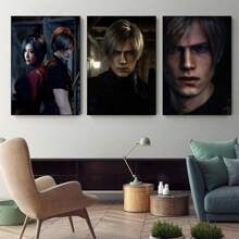 1 pièce Affiches artistiques murales avec cadre en option Résident Evil 4 Remake Ace Agent Leon et Wong Imprimé HD Rétro Œuvre murale, Convient pour le salon, la chambre de garçon, décoration de la maison canevas Pop-Up.
