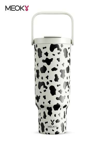 Botella de agua aislada al vacío de 40 onzas con asa, termo de acero inoxidable, mantiene caliente o frío durante 34 horas/10 horas, tapa y pajita a prueba de fugas, vaso aislado portátil para acampada al aire libre, senderismo, conducción, viajes