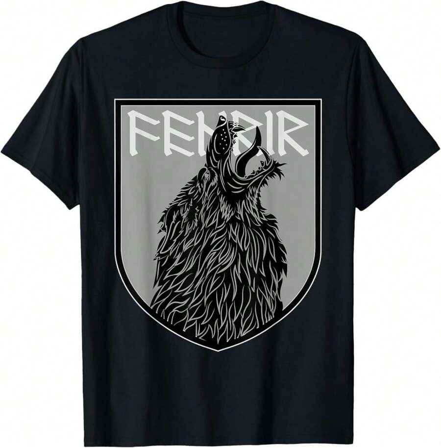 Camiseta Fenrir, camiseta del lobo nórdico Ragnarök - Negro - Ver 1