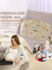 1 pezzo Borsa mamma personalizzata con ricamo a disegno di orsetto, borsa maternità e per bambini di grande capacità personalizzata con ricamo, borsa fasciatoio con motivo carino a cartoni animati, borsa a tracolla multifunzione alla moda per mamme, adatta per uso quotidiano e come regalo per famiglia, amici, neomamme, forniture scolastiche, di grande capacità, versatile, multifunzione, colorata, carina, adorabile, sobria, divertente, kawaii, stile Y2K, minimalista, per pendolarismo, casual business, basic, personalizzata, unica, regali ideali per lui, regali ideali per lei, per lei, famiglia, amici, fidanzata, per anniversari, per compleanni, per vacanze/viaggi, per attività all'aperto/uscite/viaggi/escursioni/stadio/sport/arrampicata, per lavoro/pendolarismo/ufficio