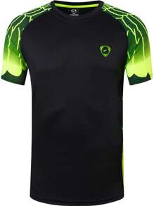jeansian 1pc Black-Green Boyfriend Style Men Athletic T-Shirt, Short Sleeve Slim Fit Running Tee For Tennis, Golf, Bowling And Fitness, Quick-Dry, LSL229