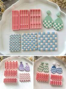 Soft Clay Molds, High Precision Grid, Wave, Wavy Patterns, Handmade Gift Molds For Hair Clips, Jewelry, Pendants, Clay Sculpting DIY Craft Decoration Earrings, Brooches, Ceramics