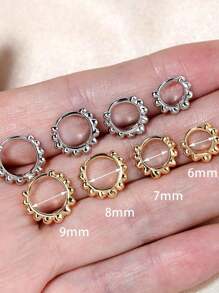 2Pcs Simple Fashion Small Round Bead Hoop Earrings For Women Men Vintage Gold Silver Color Copper Metal Huggie Earrings Female Punk Minimalist Jewelry Accessory