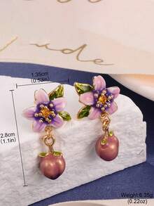 女士天然仿珍珠花朵耳环，复古古董风格，独特设计，新款中式耳钉，品质优雅，2025年新品上市 - 彩色 - 查看 10