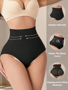 高腰塑身内裤无缝收腹裤腰部训练瘦身紧身女士平腹提臀提臀三角裤女式塑身衣 - 黑色 - 查看 7