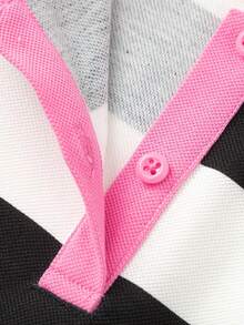 Balabala Children's Short Sleeve Girls' T-Shirt Summer Big Tween Girl Polo Shirt Casual Top Cool Antibacterial - Black and White - View 7