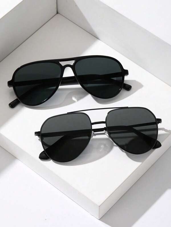 2 قطعة نظارات معدنية للمراهقين من طراز الطيار ذات تصميم بنظامي الحزمة المتقدمة فريد من نوعه، لا تخرج عن الموضة، أنيقة وكاجول مناسبة للخروج والجولف والمدرسة والشاطئ