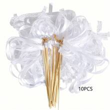 10 Pcs Ribbon Wands With Triple Ribbon And Golden Bell: Festive Party Favors For Weddings, Bridal Showers, Bachelorette Parties, And More - Suitable For All Seasons
