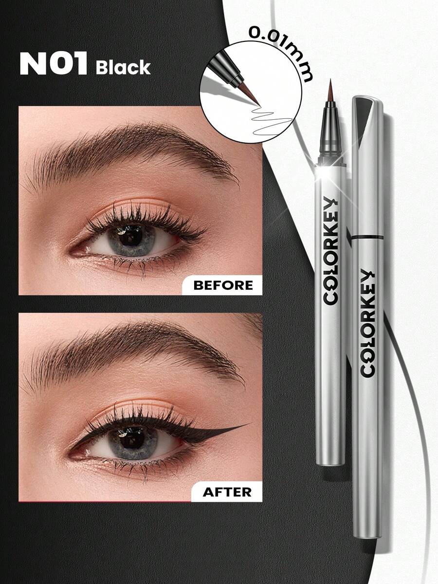 COLORKEY Liquid Eyeliner Pen, Easy To Apply, Smooth Flow, Suitable For Parties, Beaches, Travels, Vacations, Camping, Outdoor Activities, Cosplay, Festivals, Campus, Spring Festival, Valentine's Day And Other Occasions. An Ideal Gift For Friends, Girlfriends, Christmas, Christmas Gifts, And Makeup. - N01 Black - View 1