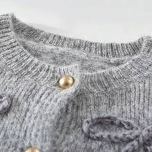 Autumn/Winter Bow Embroidered Wool Cardigan Sweater Jacket, Suitable For Daily Wear, Outdoor, And Dates