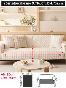1pc Thick Plush Sofa Cushion Cover, Non-Slip Sofa Protector, Dust-Proof And Dirt-Resistant, Machine Washable, Pet-Friendly, Suitable For All Seasons, Fits 1-4 Seat Sofas, Bedroom, Office, Living Room - White - View 21
