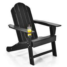 Adirondack Chair Outdoor Fire Pit Chairs, HDPE Weather Resistant Patio Chair For Outside Campfire,Deck, Garden, Yard, Lawn Furniture Porch And Lawn Seating Composite Chairs, Black - 黑色 - 查看 1