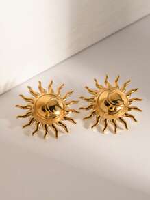 1 par de brincos exclusivos clássicos com design sunburst, estilo palácio exótico