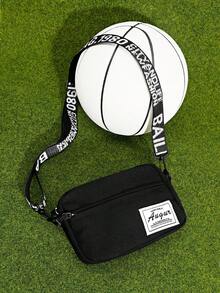 Bolso cuadrado con correa de letra mini, bolso de hombro para la escuela, festival de música, festival Y2K, regreso a la escuela, otoño e invierno - Negro - Ver 10
