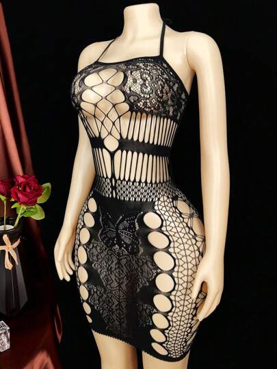 1 pieza [Vestido de lencería sexy] Vestido sexy con recortes para mujer, pijama y body sexy