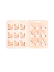 1 Stück Katzen-förmige Silikon-Eiswürfelform, Pink, Grün, Braun, Schwarz 9-Fach Cartoon Katzen Tier Form, Backform zum Herstellen von Gelee, Süßigkeiten, Schokolade, Eis