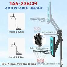 Fully Adjustable Basketball Hoop Outdoor 146236cm Basketball Hoop And Stand With Weighted Base And Shatterproof Backboard Portable On Wheels For Junior Adults - Black - View 4