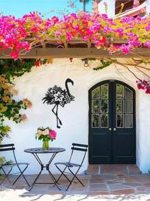 Metal Flamingo Mural Decoration - 1pc, 11.81 Inch Iron Outdoor Sculpture For Living Room Patio Balcony, Indoor Home Wall Decorations, Gifts, Metal Artwork