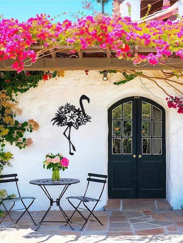 Metal Flamingo Mural Decoration - 1pc, 11.81 Inch Iron Outdoor Sculpture For Living Room Patio Balcony, Indoor Home Wall Decorations, Gifts, Metal Artwork