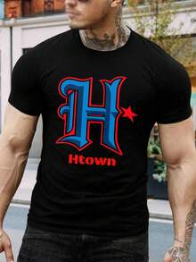 Camiseta vintage de los Houston Astros - Camiseta gráfica retro con letras - Para hombres y mujeres - Regalo de recuerdo del orgullo de Texas - Ropa urbana moderna para aficionados al deporte de Houston - Negro - Ver 1
