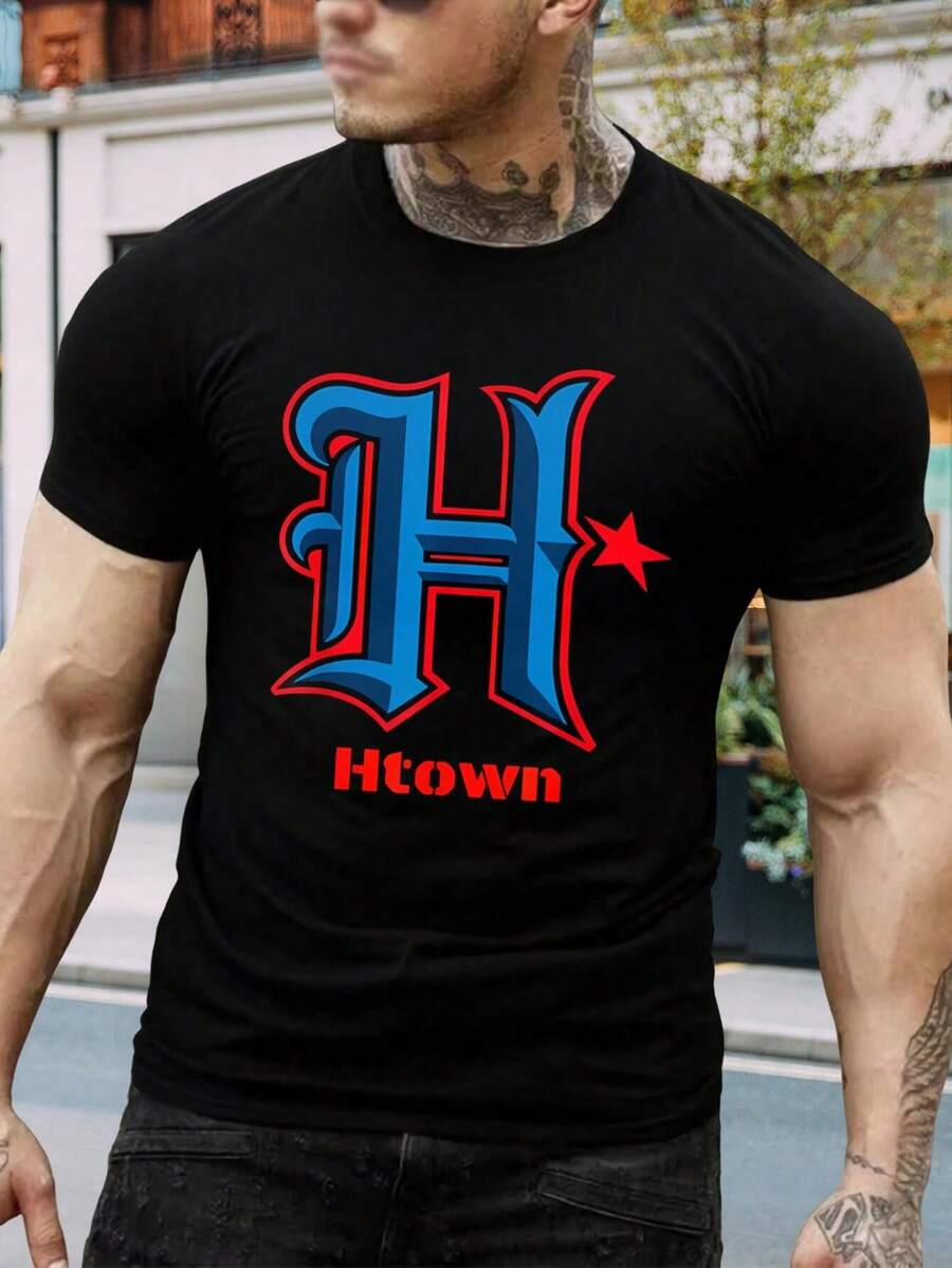 Camiseta vintage de los Houston Astros - Camiseta gráfica retro con letras - Para hombres y mujeres - Regalo de recuerdo del orgullo de Texas - Ropa urbana moderna para aficionados al deporte de Houston - Negro - Ver 1