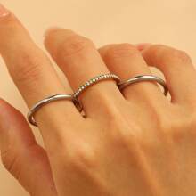 Elegant Geometric Minimalist Bicolor Gold & Silver Design 18K Plated Stainless Steel Stackable Separable Link Rings, Fashion Jewelry For Women, Everyday & Party Wear