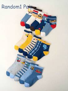 1/15/10/20 Pairs Assorted Children's Cartoon Dinosaur, Letter, Car Design Socks, Non-Slip Floor Socks, Spring/Autumn, Baby/Toddler