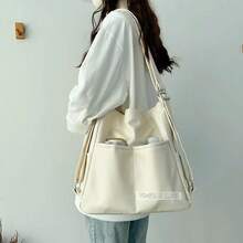 Travel Autumn Winter Master Leather Bag Ladies Large Capacity Three-Purpose Backpack Commuter Tote Multifunctional School Bag - Beige - View 1