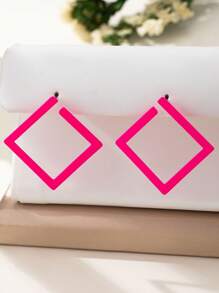 1 par de pendientes cuadrados de hierro minimalistas y modernos para mujer, joyería para fiestas y uso diario