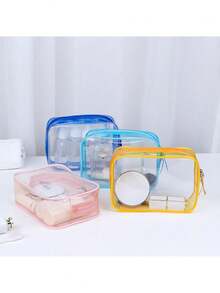 1 件/3 件透明洗漱用品旅行包，旅行携带，机场航空配件合规包，夸脱尺寸女士和男士化妆包，适用于假日海滩、浴室收纳、卧室收纳，大容量