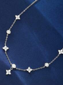 قطعة 925 فضة خفيفة وطازجة سحر البرسيم رباعي الأوراق مركب على سوار الكاحل ،أفضل إكسسوار للنساء للخروج، الشاطئ، العطلة