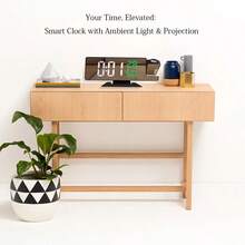 Nuevo reloj de proyección digital temperatura creativa y humedad multifunción espejo luminoso proyección reloj despertador LED proyección electrónica silenciosa - Blanco - Ver 5