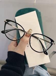 1pc Y2k Ladies Cold Tea Elegant All-Match Cat-Eye Glasses, Clear Glasses Plano Lenses Ladies Glasses Accessories