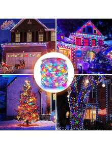 1pc Solar LED String Lights Outdoor Solar Fairy Lights 300/200/100/50 LED Copper Wire Lights With 8 Modes 7/12/22/32M Twinkling Lights For Wedding, Birthday Party, Camping, Halloween, Christmas Decor Lamp For Outdoor, Garden, Patio, Yard, Christmas Tree Solar Lamp - Solar - View 4