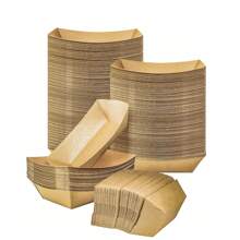 30/50pcs Disposable Kraft Brown Paper Food Trays, Oil-Proof Food Paper Tray Kraft Paper Boat Box, Portable Food Paper Tray For Family Picnic, Suitable For French Fries, Corn Flakes Snacks, Hot Dogs, Taco BBQ, Popcorn Parties, Picnics, Wedding Parties, Multi-Purpose Baking Tool, Kitchen Essentials, Kitchen Accessories (Brown)