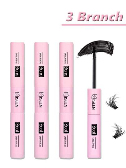 ISEEN 3pcs/2pcs/1pc Eyelash Glue And Sealant, 5ml Glue, 5ml Sealant, Strong Eyelash Adhesive, 2-In-1 Eyelash Glue And Sealant, Long-Lasting Eyelash Glue, All-Day Wear, 2-In-1 Eyelash Glue And Sealant, Suitable For DIY Eyelash Extension, Eyelash Glue, Eyelash Adhesive