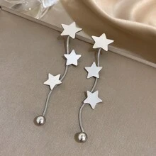 1Pair Five Pointed Star Tassel Earrings Elegant Dangle Earrings For Women Fashion Dangle Earrings For Party Daily Jewelry Birthday Gifts