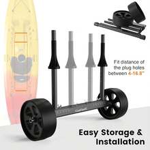 GanFindX Upgraded Quick-Detachable Sit-On-Top Kayak Cart Dolly With Flat-Free Wheels, Width &Amp; Height-Adjustable Kayak Wheels Cart, Suitable For Various Kayaks And Canoes With Plug Holes - màu đen - Xem 6