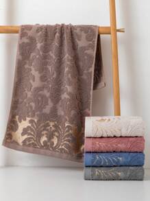 1pc Lightweight Thin Bath Towel, Beige Minimalist Jacquard Floral Pattern, Rectangular 70*140cm For Adults Swimming Bathing, Or 34*74cm Hand Towel, 34*34cm Handkerchief, Quick-Dry Absorbent Soft For Bathroom, Kitchen, Travel, Holiday Gift, Gym, Beach, Hotel, Salon, Outdoor Shower Towels For Beaty Salon, Hotel Sports,Home Essentials, Towel, Skin Care Bath Towel Sheet