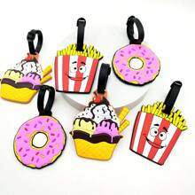 1/3 Pcs Bright Attractive Doughnut & French Fries Luggage Tags, PVC Soft Pendant Identifiers For Luggage, Backpacks, And SuitcasesSuitcase Tag Holiday Vacation For Travel For Honeymoon For College For School Bag For Flying For Cruise For Bags Portable Anti-Lost