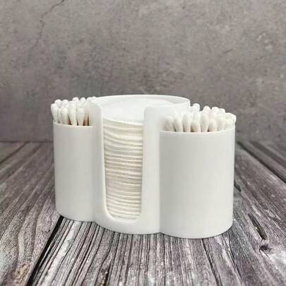 Caixa organizadora 3 em 1 para discos de algodão, cotonetes, palitos de dente, fio dental e esponjas de maquiagem. Ideal para usar na praia, no banheiro ou no quarto. Grande capacidade.